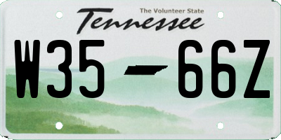 TN license plate W3566Z
