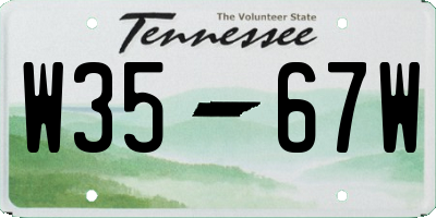 TN license plate W3567W