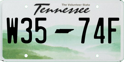 TN license plate W3574F