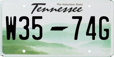 TN license plate W3574G