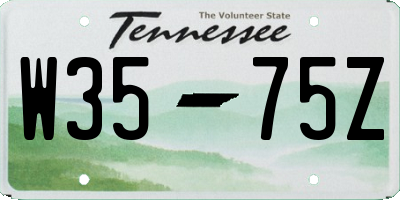 TN license plate W3575Z