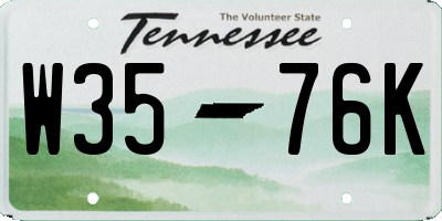 TN license plate W3576K