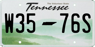 TN license plate W3576S