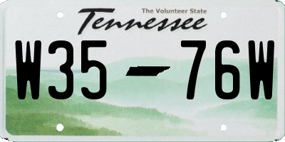 TN license plate W3576W
