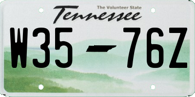 TN license plate W3576Z