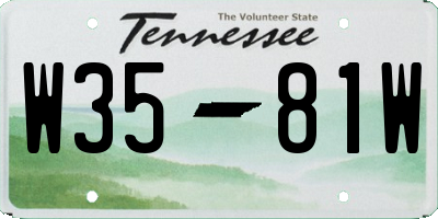 TN license plate W3581W