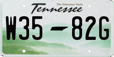 TN license plate W3582G