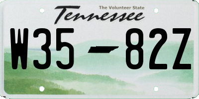 TN license plate W3582Z