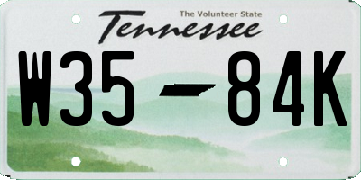 TN license plate W3584K