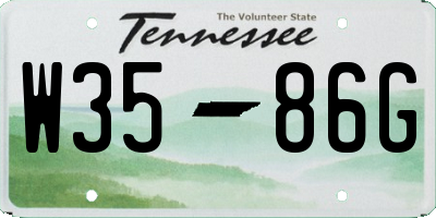 TN license plate W3586G