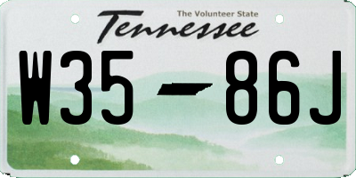 TN license plate W3586J