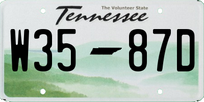 TN license plate W3587D