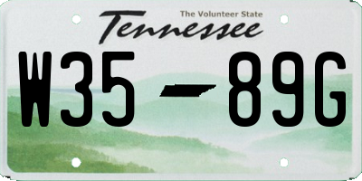 TN license plate W3589G