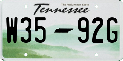 TN license plate W3592G