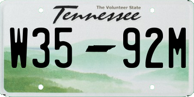 TN license plate W3592M