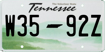 TN license plate W3592Z