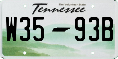 TN license plate W3593B