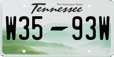 TN license plate W3593W