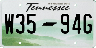 TN license plate W3594G
