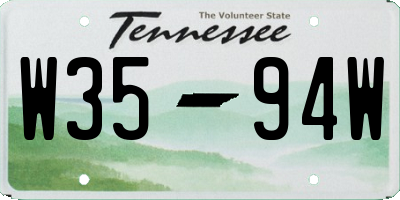 TN license plate W3594W