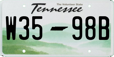 TN license plate W3598B