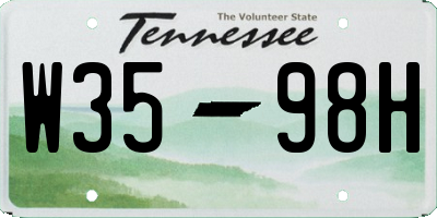 TN license plate W3598H