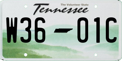 TN license plate W3601C