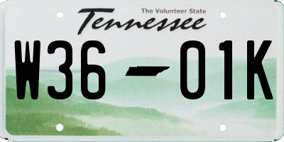 TN license plate W3601K