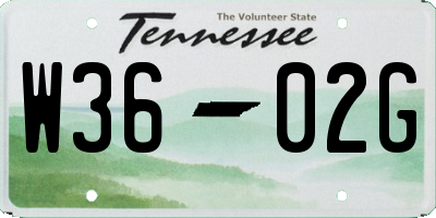 TN license plate W3602G