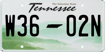 TN license plate W3602N