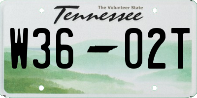 TN license plate W3602T