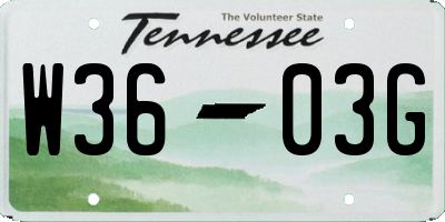 TN license plate W3603G