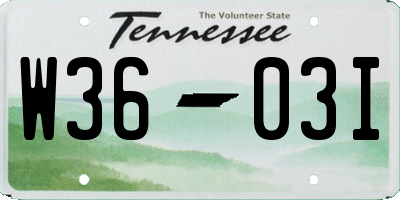 TN license plate W3603I