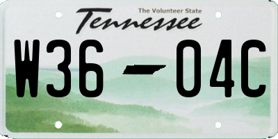 TN license plate W3604C
