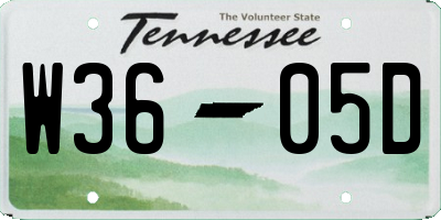 TN license plate W3605D