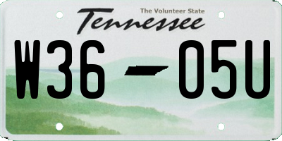 TN license plate W3605U