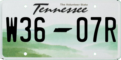 TN license plate W3607R