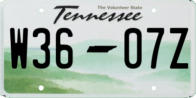 TN license plate W3607Z