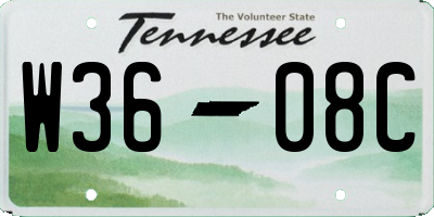 TN license plate W3608C