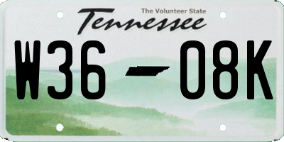 TN license plate W3608K