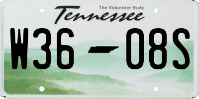 TN license plate W3608S