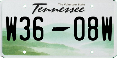 TN license plate W3608W
