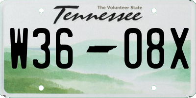 TN license plate W3608X