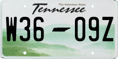 TN license plate W3609Z