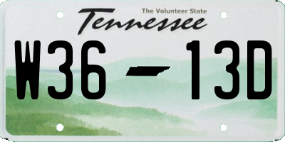 TN license plate W3613D