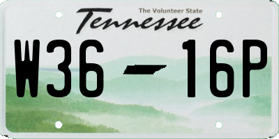 TN license plate W3616P