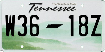 TN license plate W3618Z