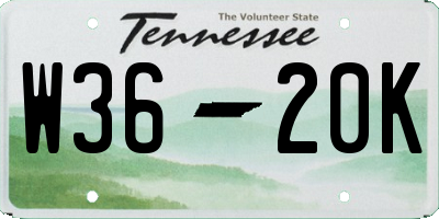 TN license plate W3620K