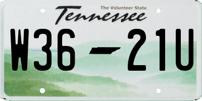 TN license plate W3621U