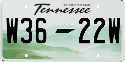 TN license plate W3622W